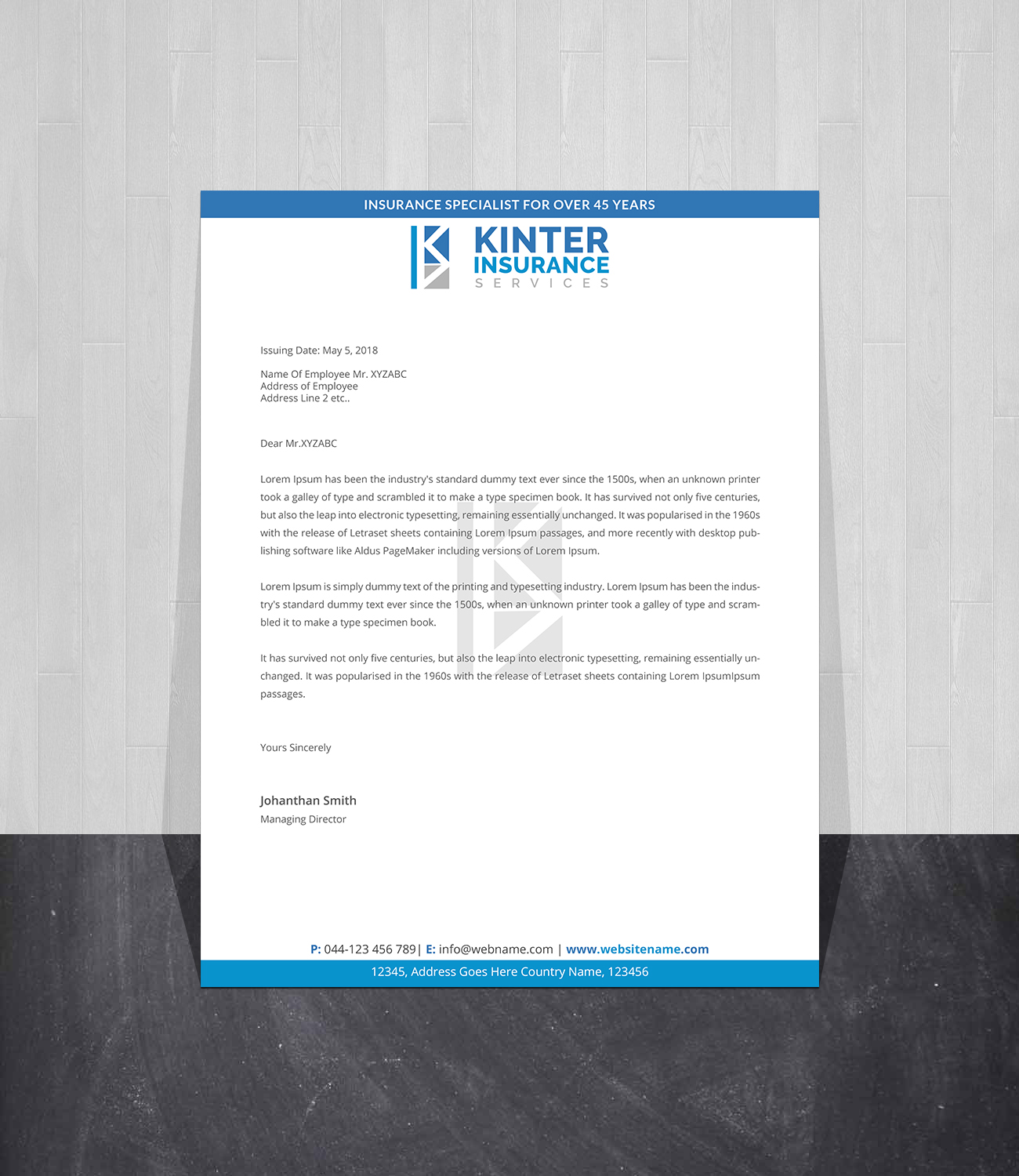 Letterhead Design by Creations Box 2015 for Kinter Insurance Services  | Design #22187122