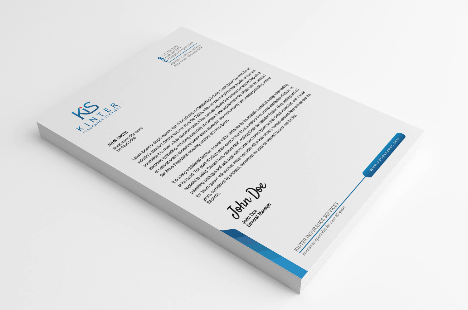 Letterhead Design by SL Designer for Kinter Insurance Services  | Design #22201064