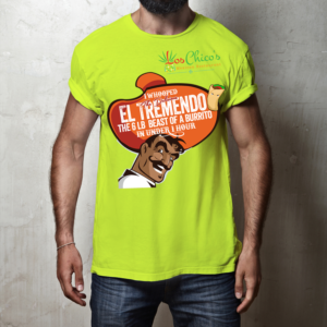Los Chico's El Tremendo Burrito Challege | Diseño de Camiseta por PND