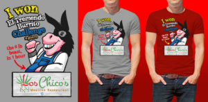 Los Chico's El Tremendo Burrito Challege | Diseño de Camiseta por Al Pech