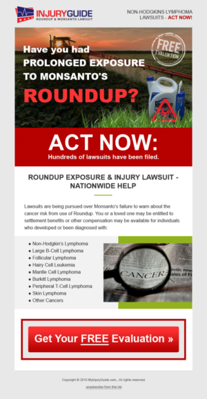 Ad Banner & Email Marketing Design & HTML Coding Job - Roundup & Monsanto Lawsuit - A... | Web Design by elenaivanova