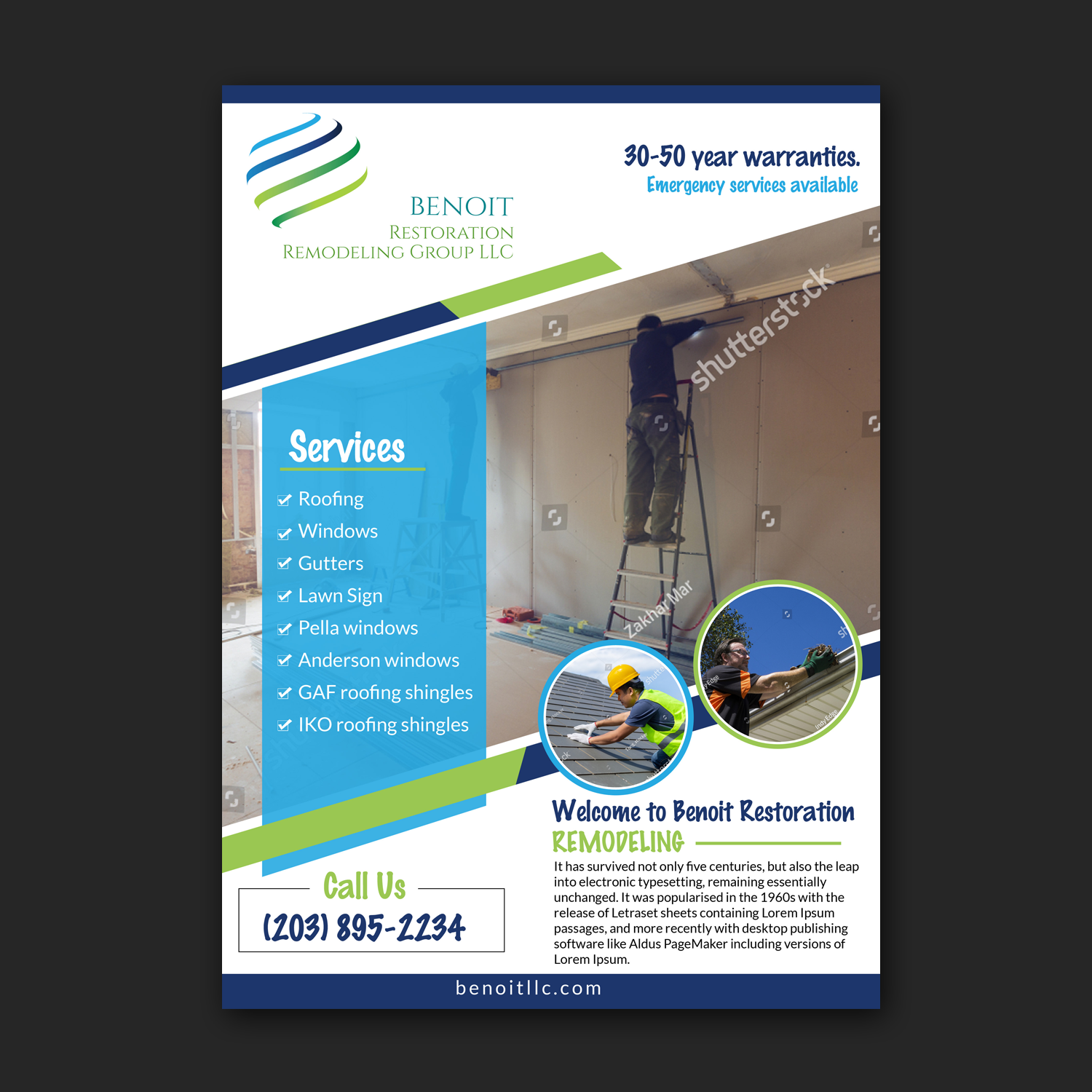 Werbe-Design von Schöpfer für Benoit Restoration & Remodeling Group LLC | Design #22241202