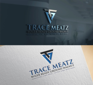 Brand Name: Trace Meatz, Title: Buger Ready Ground Walnut, Subtitle: Looks like beef, tastes like beef, Produces 90 times lesss greenhouse gas emissions than beef, 15 grams of protein per serving | Diseño de Logo por Mono.co