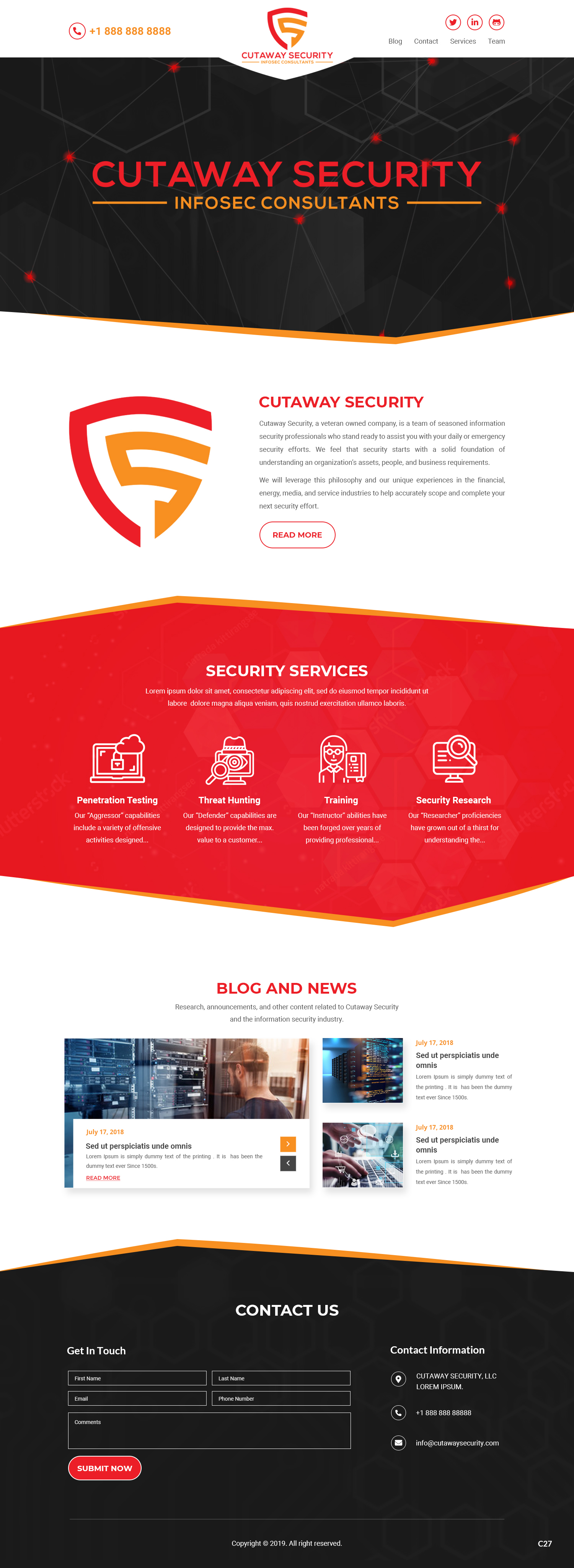 Wordpress Design by pb for Cutaway Security, LLC. | Design #22268842