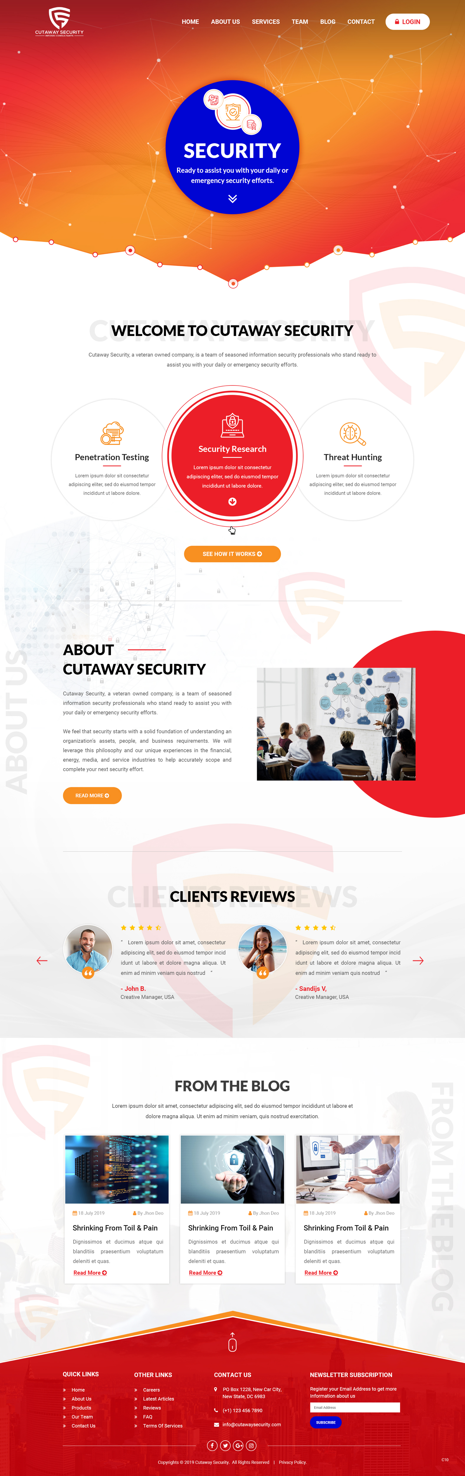 Wordpress Design by pb for Cutaway Security, LLC. | Design #22268843