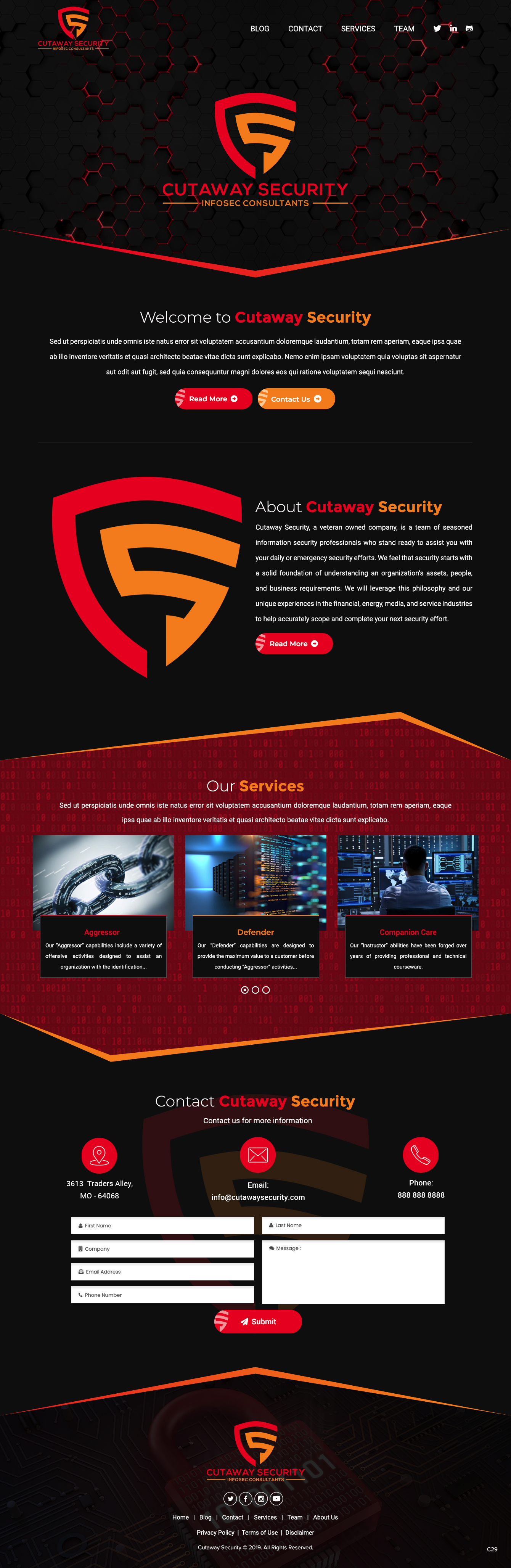 Wordpress Design by pb for Cutaway Security, LLC. | Design #22268849