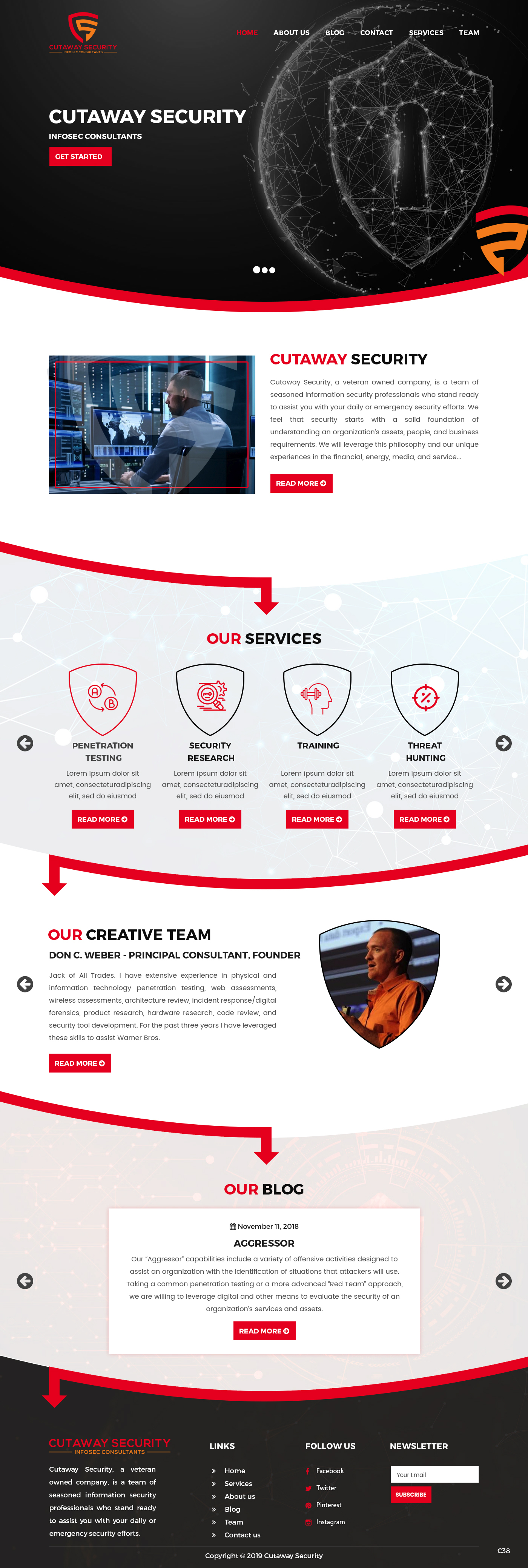 Wordpress Design by pb for Cutaway Security, LLC. | Design #22268852