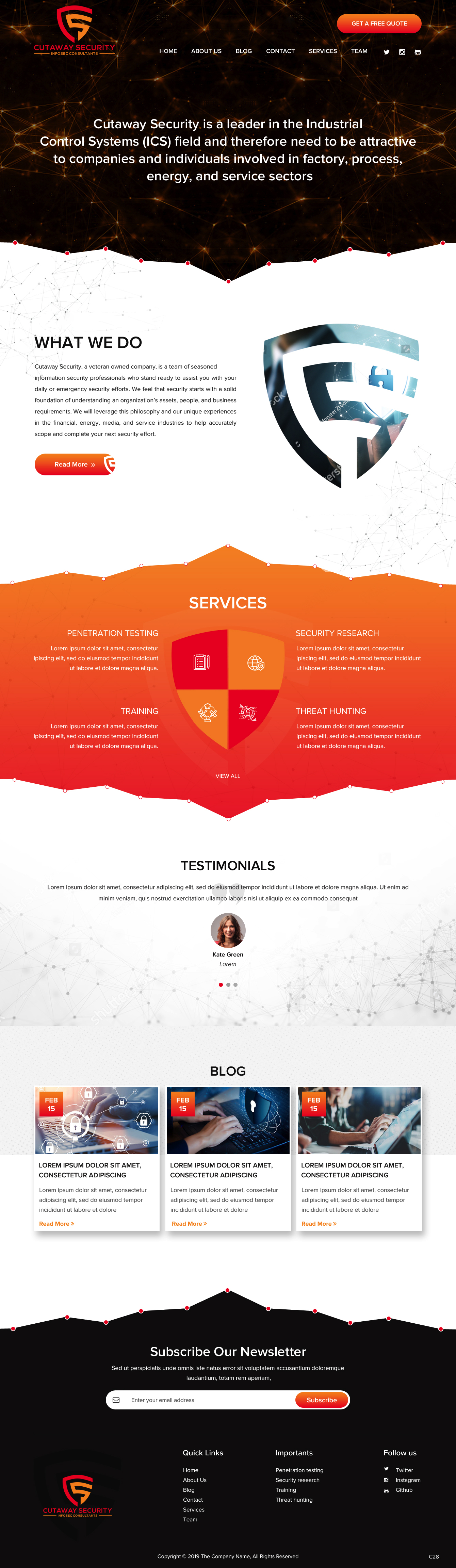 Wordpress Design by pb for Cutaway Security, LLC. | Design #22268854