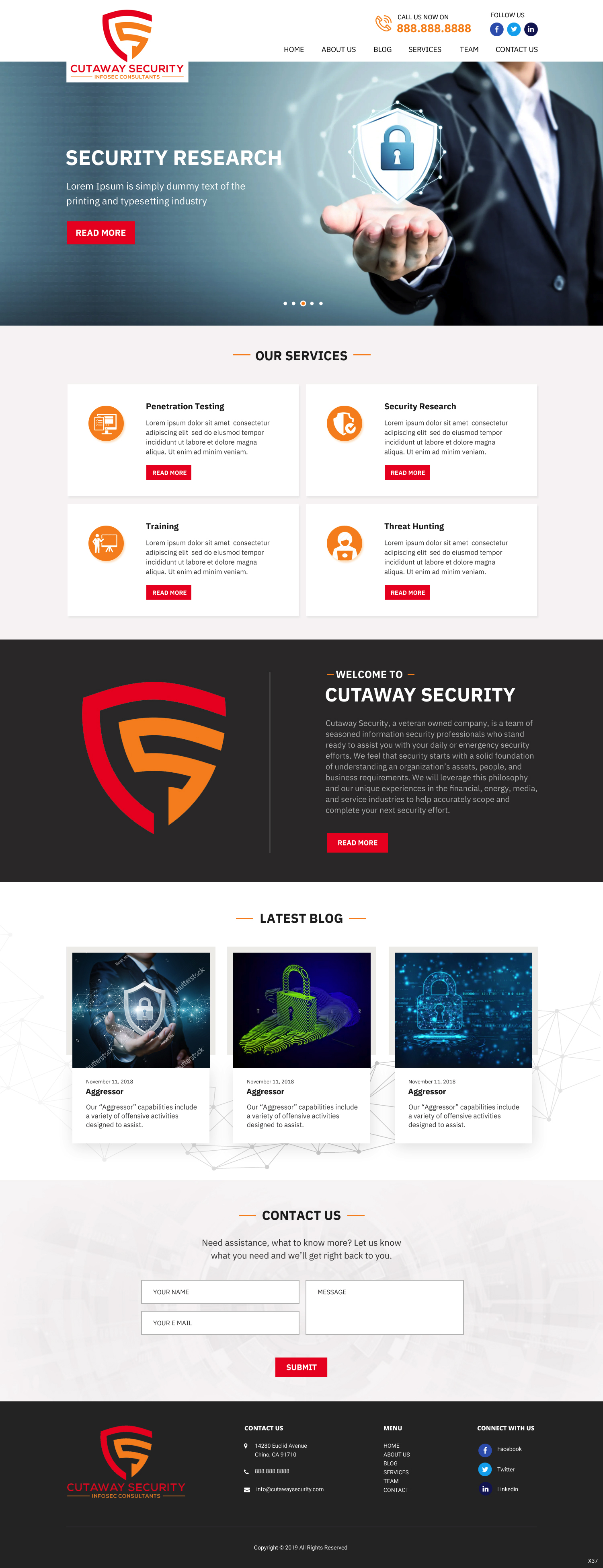 Wordpress Design by pb for Cutaway Security, LLC. | Design #22268859