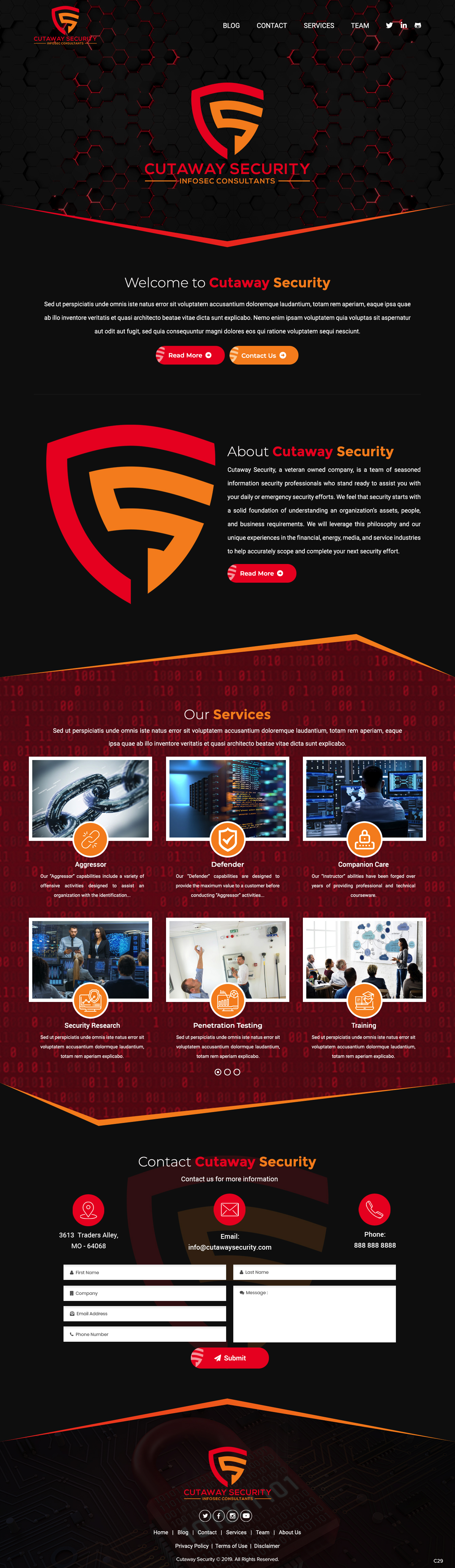 Wordpress Design by pb for Cutaway Security, LLC. | Design #22278924