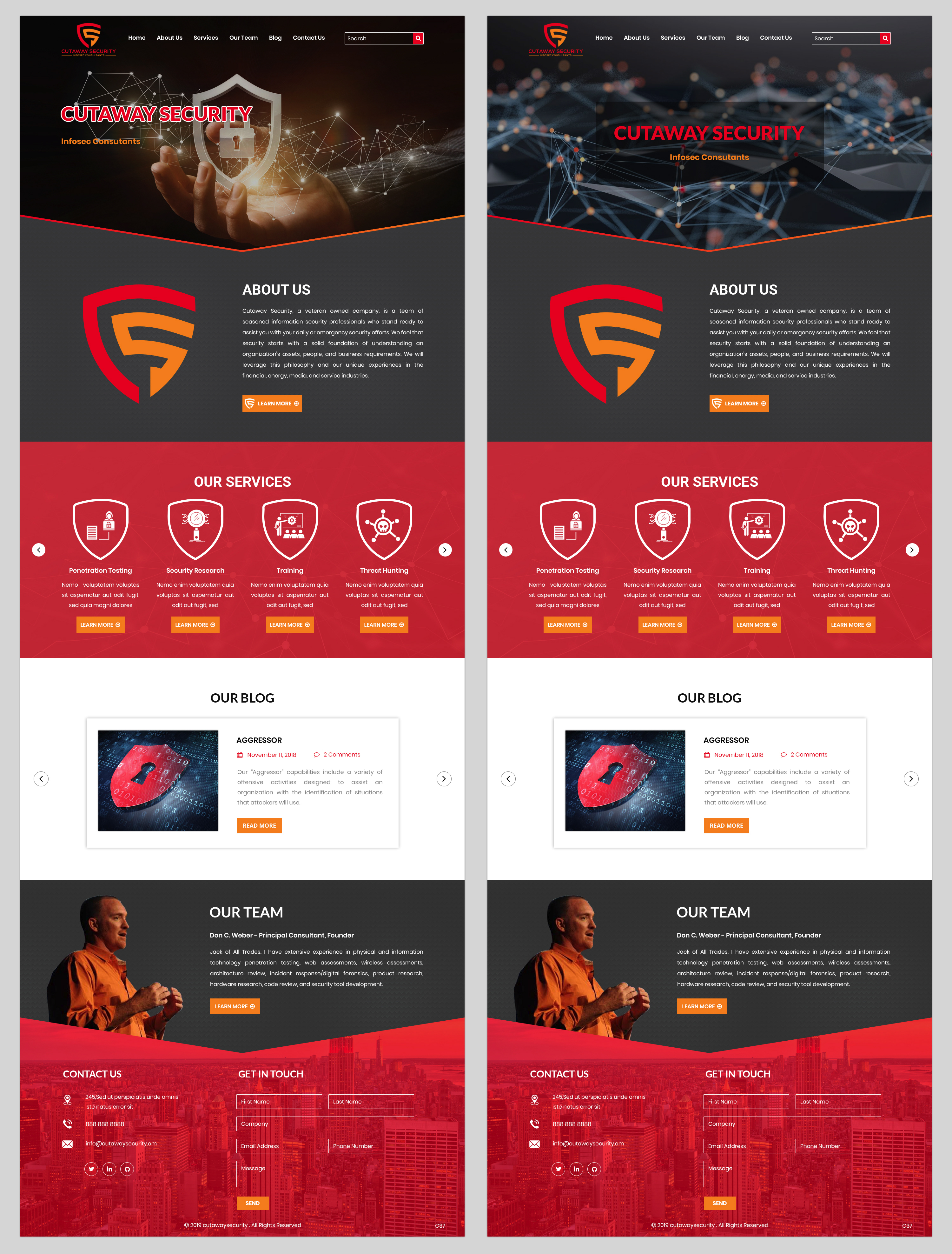 Wordpress Design by pb for Cutaway Security, LLC. | Design #22278926