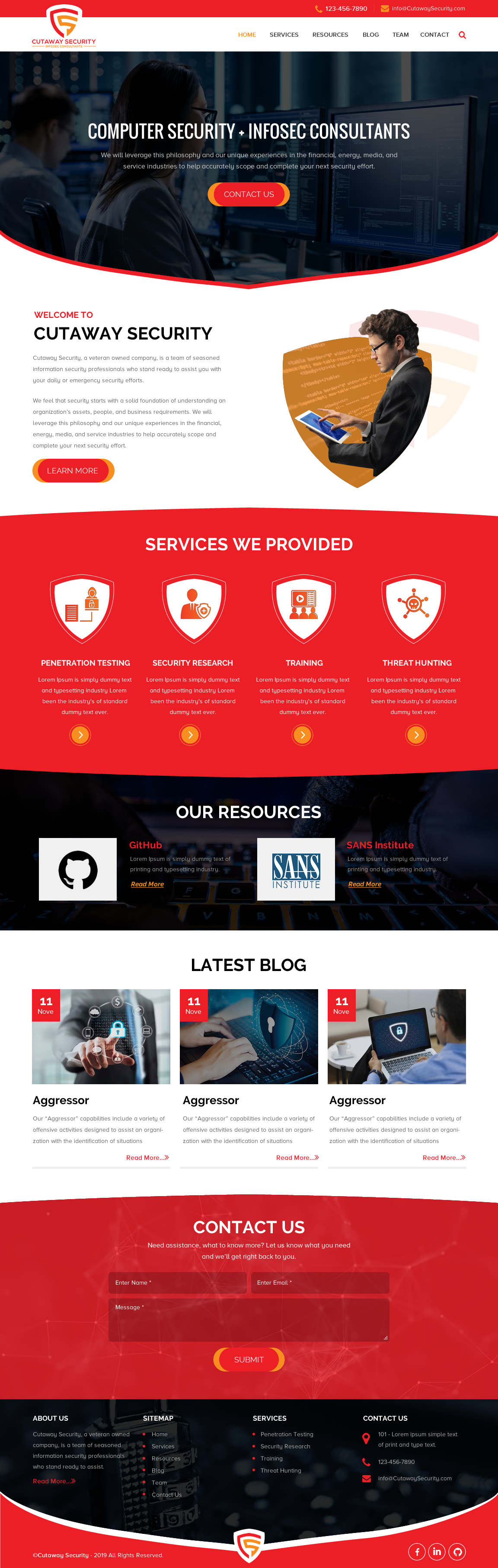 Wordpress Design by rightway for Cutaway Security, LLC. | Design #22269179