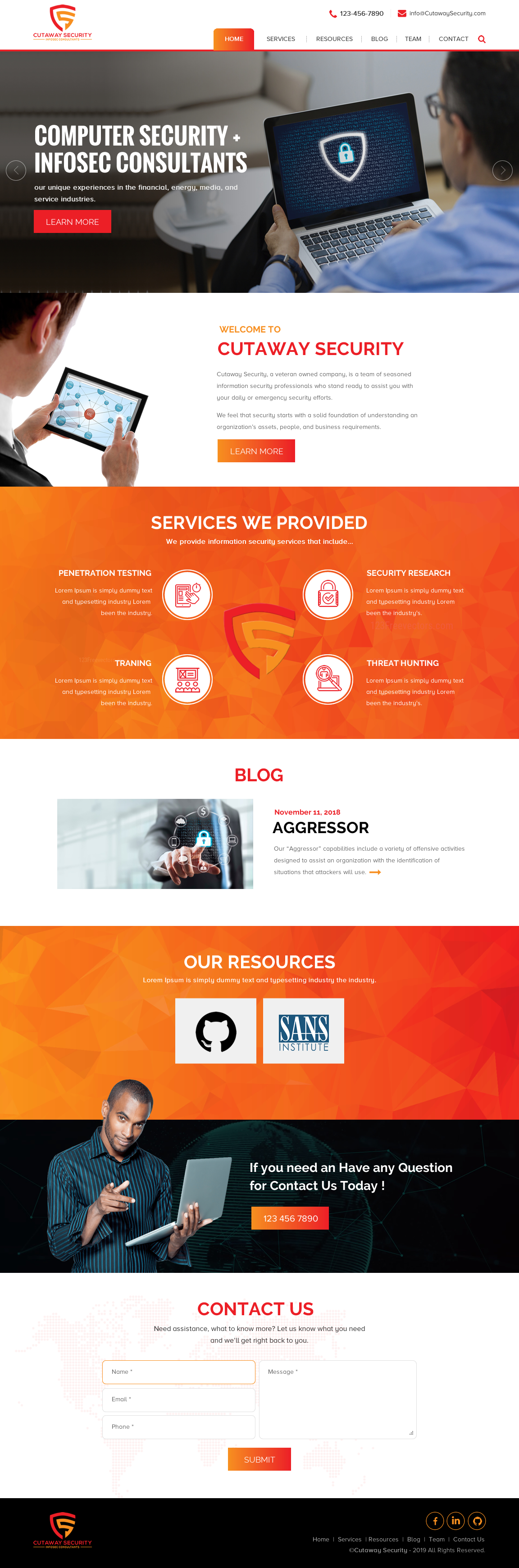 Wordpress Design by rightway for Cutaway Security, LLC. | Design #22269180