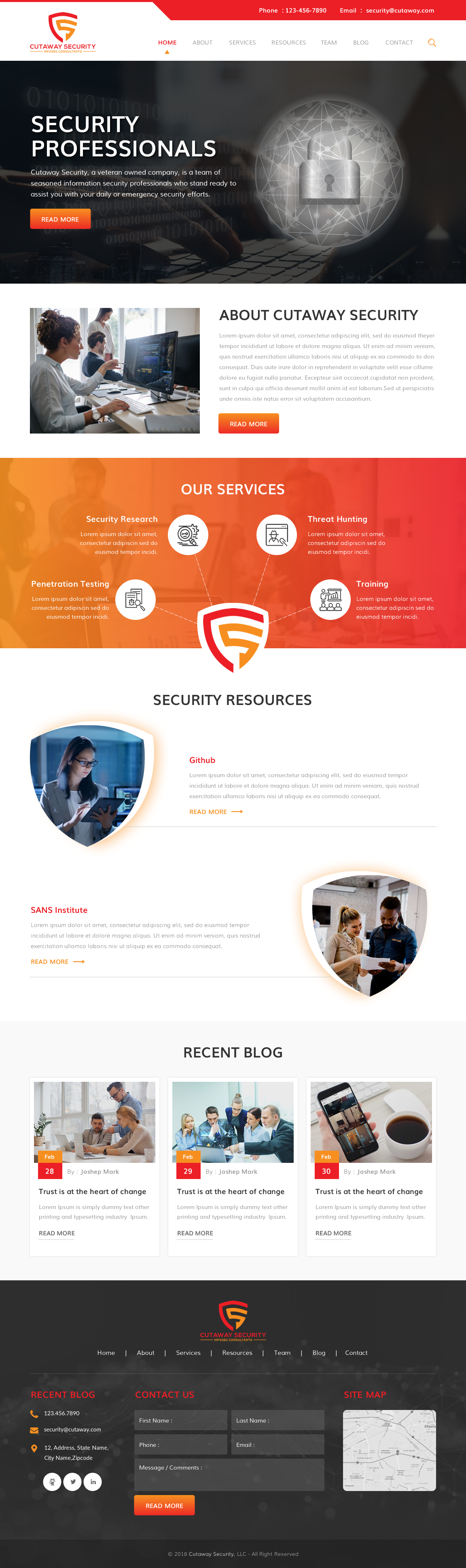 Wordpress Design by rightway for Cutaway Security, LLC. | Design #22269187