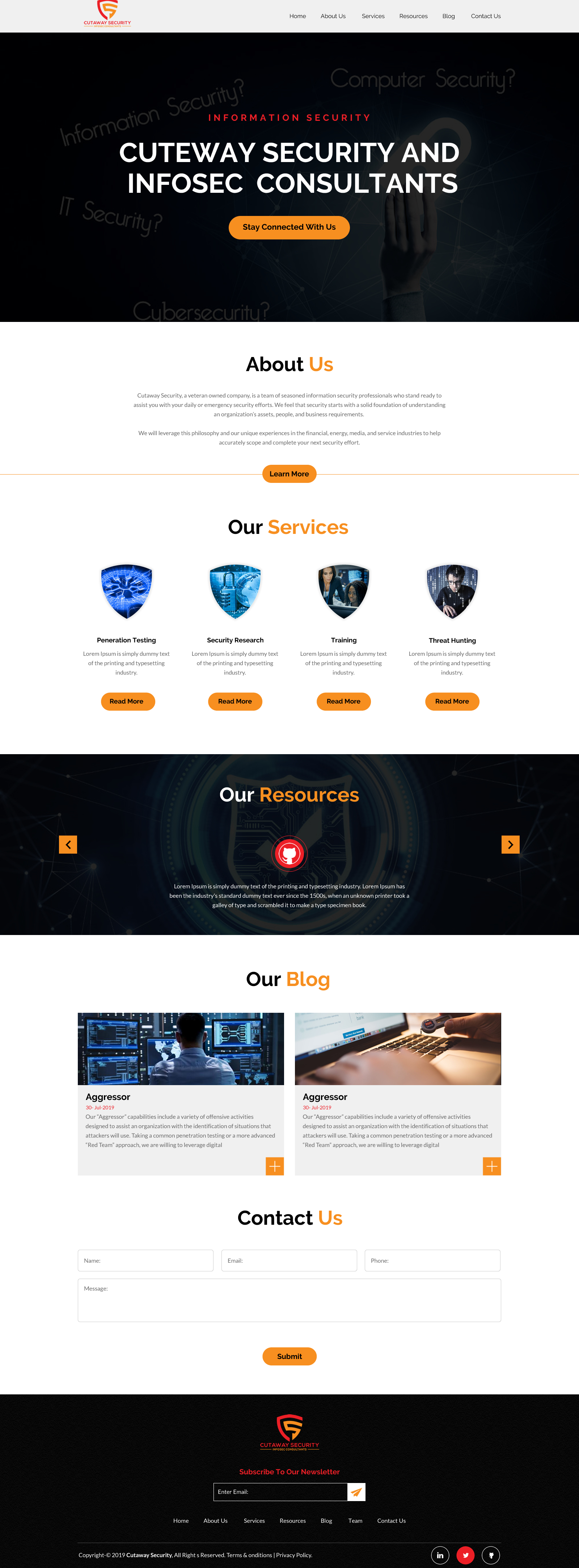 Wordpress Design by rightway for Cutaway Security, LLC. | Design #22269191