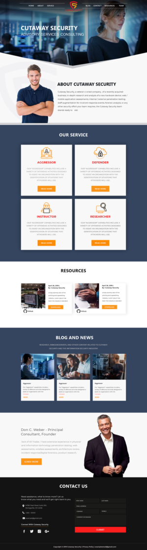 Wordpress Design by simplyweb for Cutaway Security, LLC. | Design: #22286159