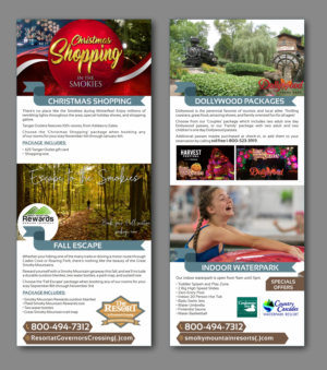 2 Sided Rack Cards that advertise Seasonal hotel stays for 3 hotels.  | Print Design by Fine Graphics House