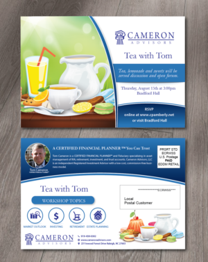 Financial planning organization needs an EDDM postcard inviting 55+ community to attend a monthly... | Postkarten-Design von alex989