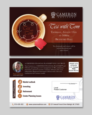 Financial planning organization needs an EDDM postcard inviting 55+ community to attend a monthly... | Postkarten-Design von D Creative
