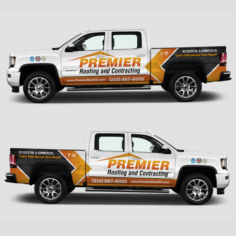 Design de Covering de Véhicule par Yoga Tri pour Premier Roofing and Contracting | Design #22350112