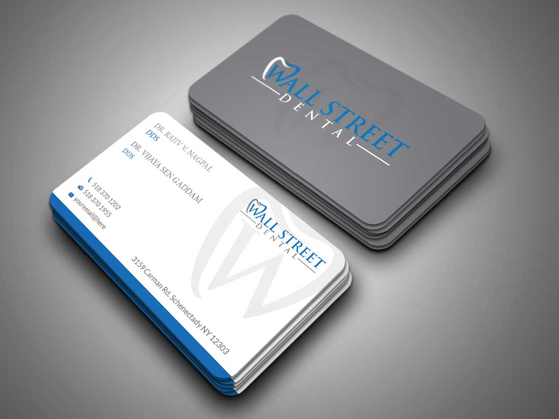 Business Card Design by Riz' for Wall Street Dental P.C. | Design #22322677