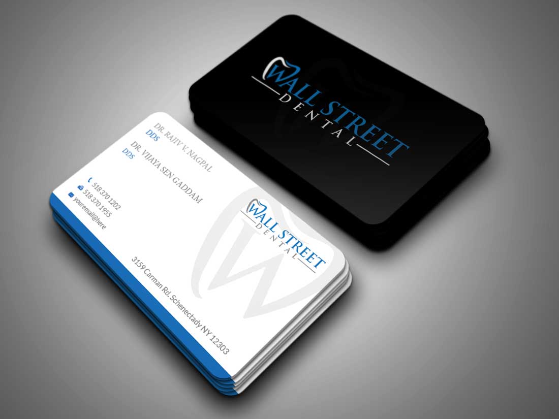 Business Card Design by Riz' for Wall Street Dental P.C. | Design #22322679