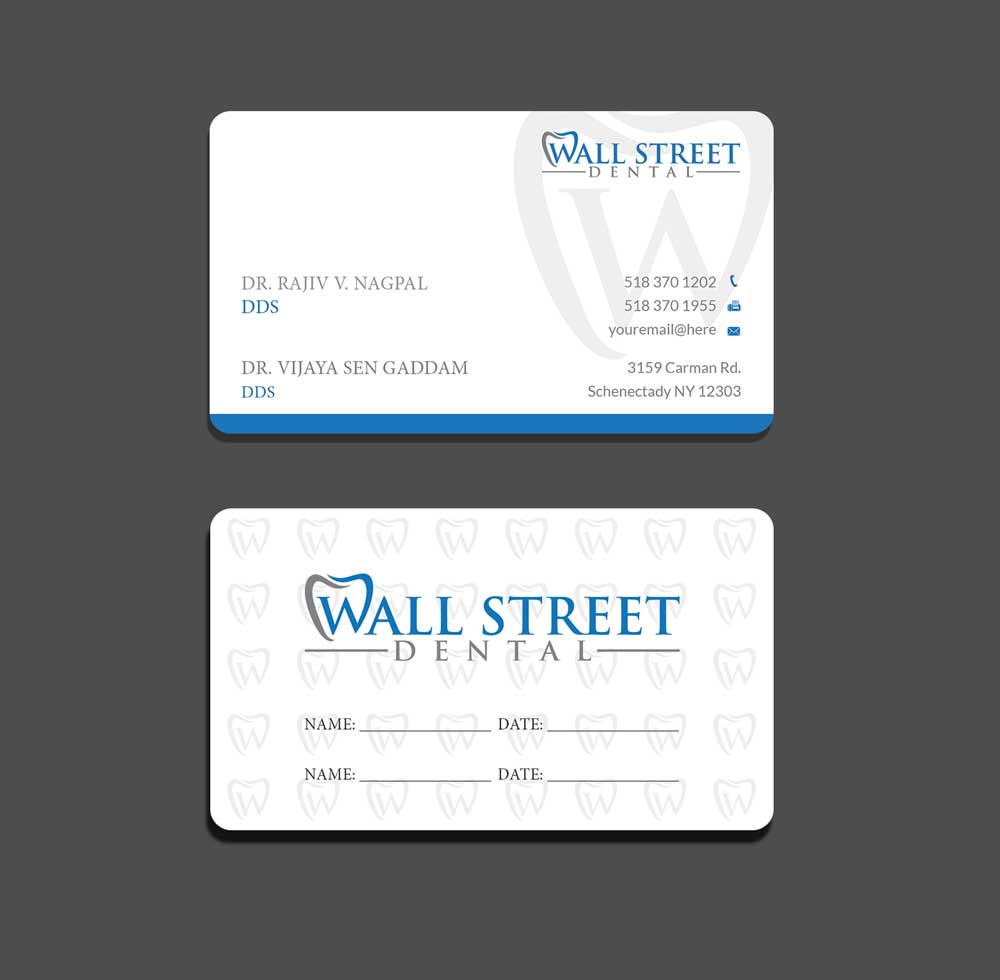 Business Card Design by Riz' for Wall Street Dental P.C. | Design #22322876