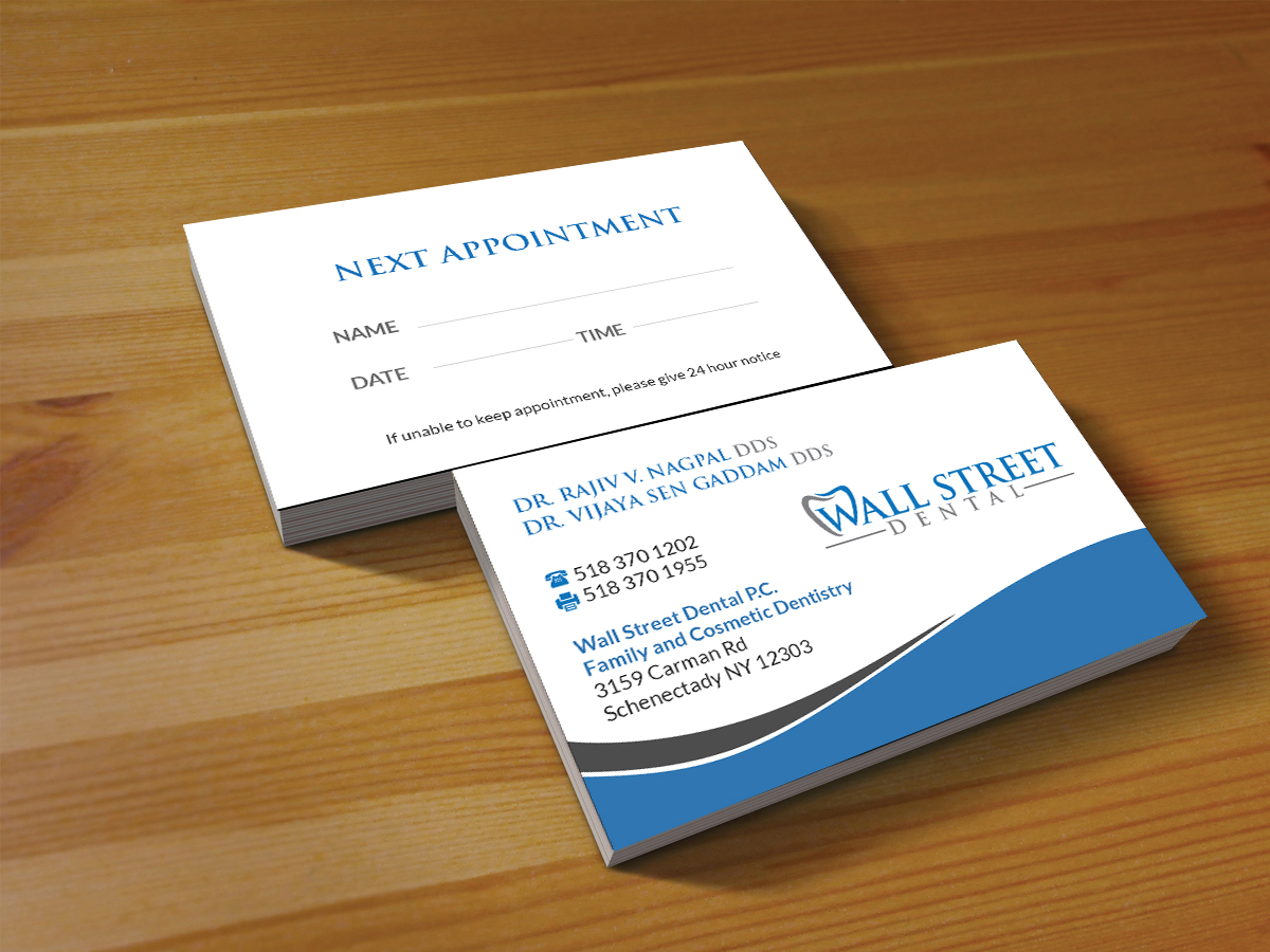 Business Card Design by Creations Box 2015 for Wall Street Dental P.C. | Design #22323620