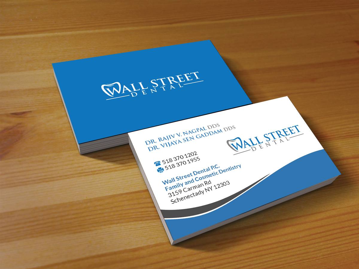 Business Card Design by Creations Box 2015 for Wall Street Dental P.C. | Design #22323622