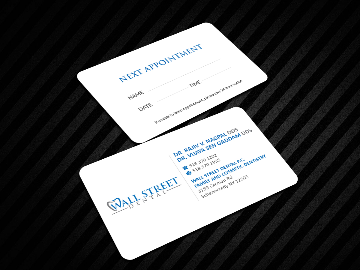 Business Card Design by Creations Box 2015 for Wall Street Dental P.C. | Design #22325204