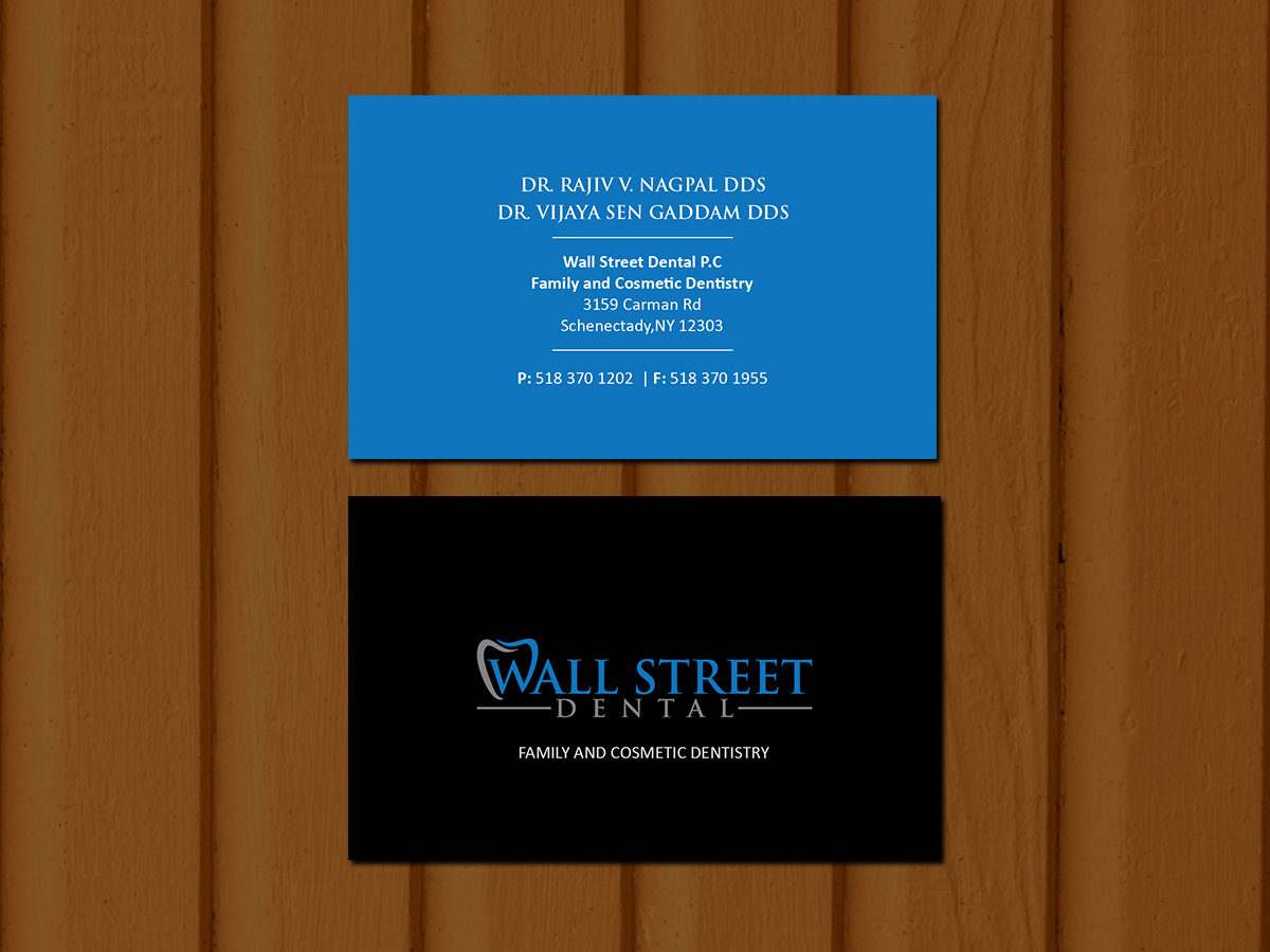 Business Card Design by Creations Box 2015 for Wall Street Dental P.C. | Design #22325208