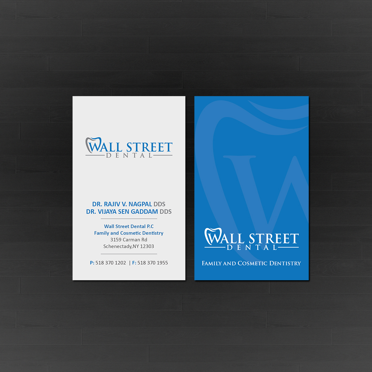 Business Card Design by Creations Box 2015 for Wall Street Dental P.C. | Design #22329721