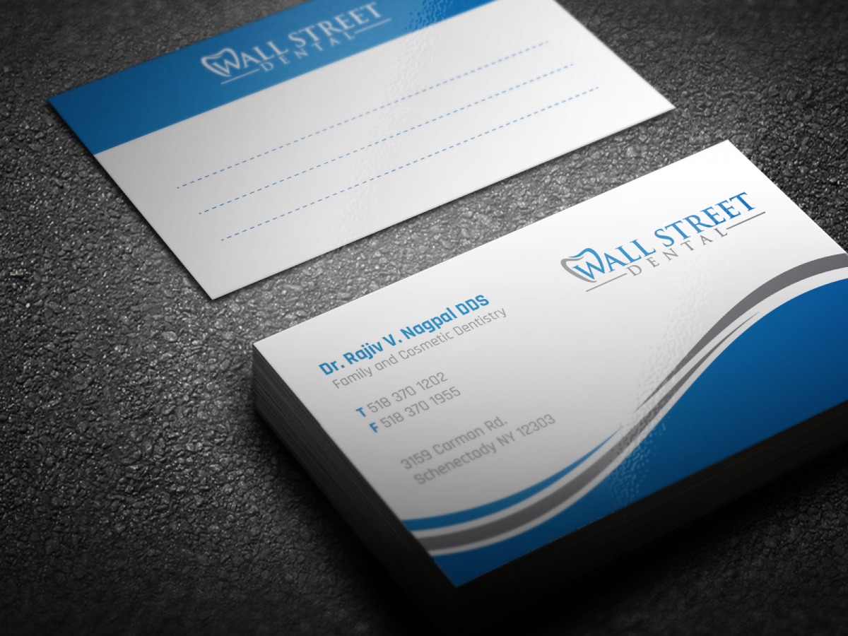 Business Card Design by LAXMI DESIGNHUB for Wall Street Dental P.C. | Design #22325455