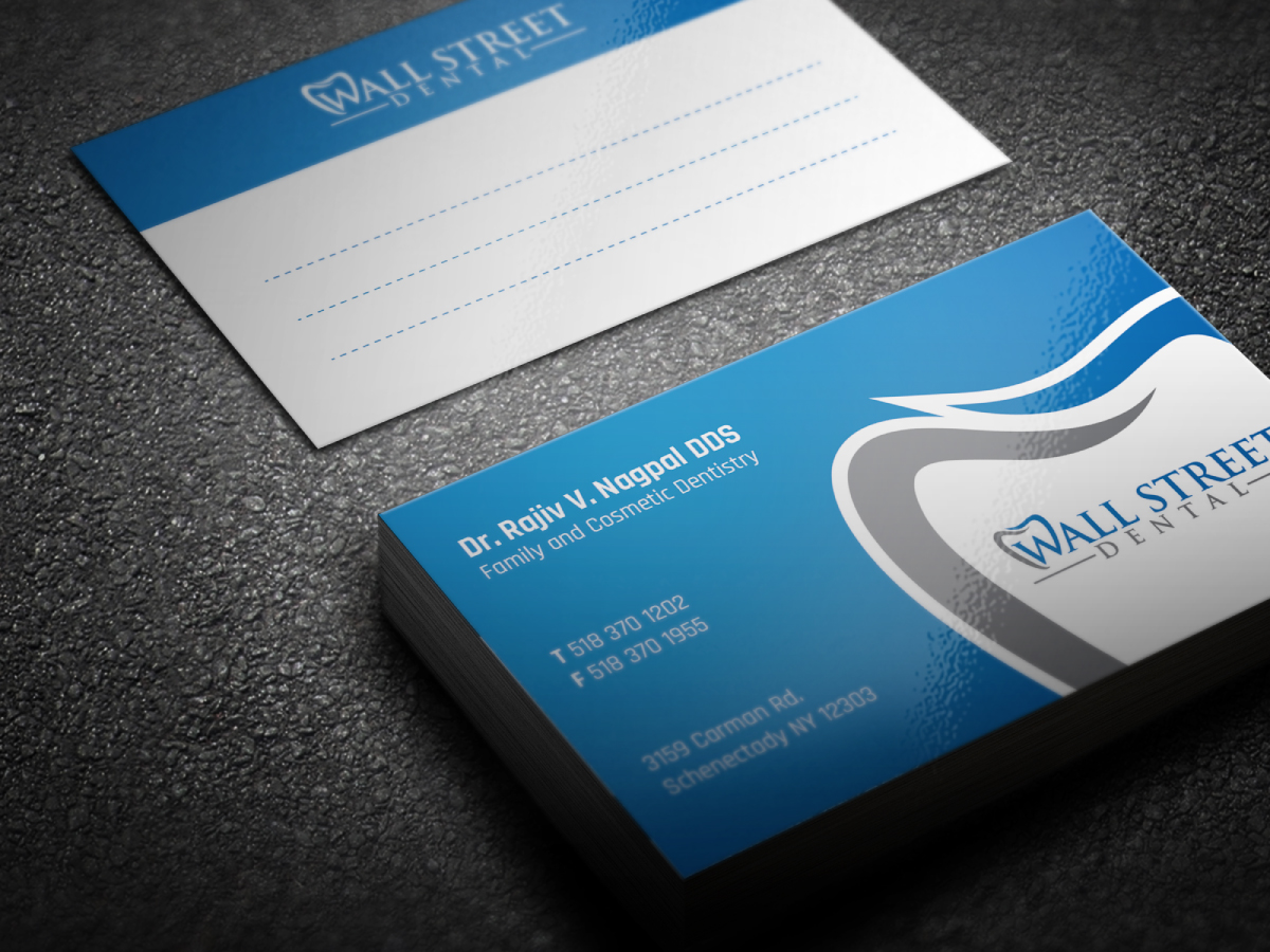 Business Card Design by LAXMI DESIGNHUB for Wall Street Dental P.C. | Design #22325458
