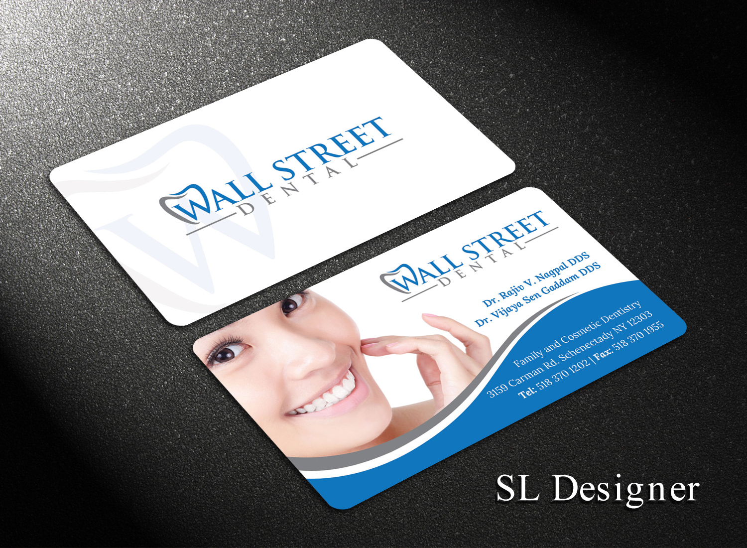 Business Card Design by SL Designer for Wall Street Dental P.C. | Design #22321351