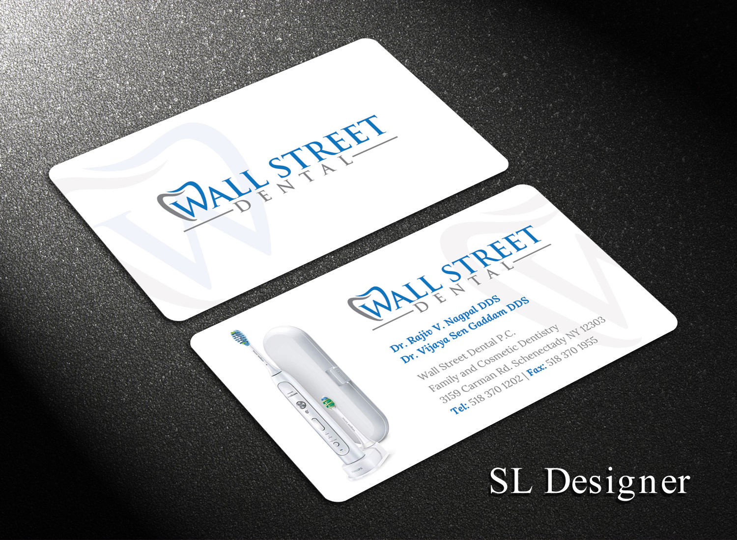 Business Card Design by SL Designer for Wall Street Dental P.C. | Design #22321352