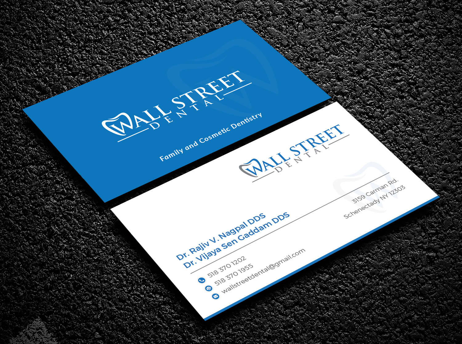Business Card Design by Bold Pixels for Wall Street Dental P.C. | Design #22326988