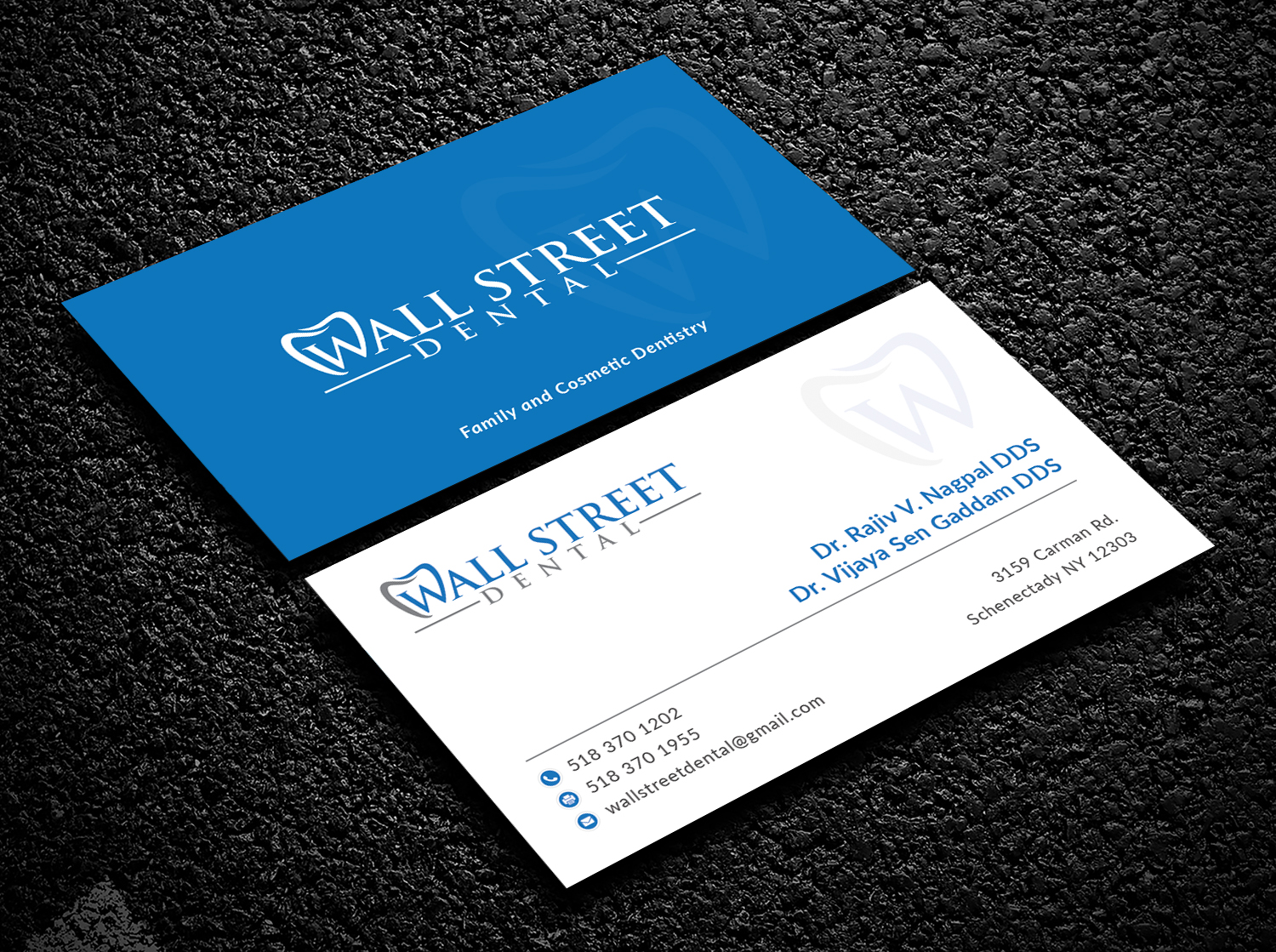 Business Card Design by Bold Pixels for Wall Street Dental P.C. | Design #22326989