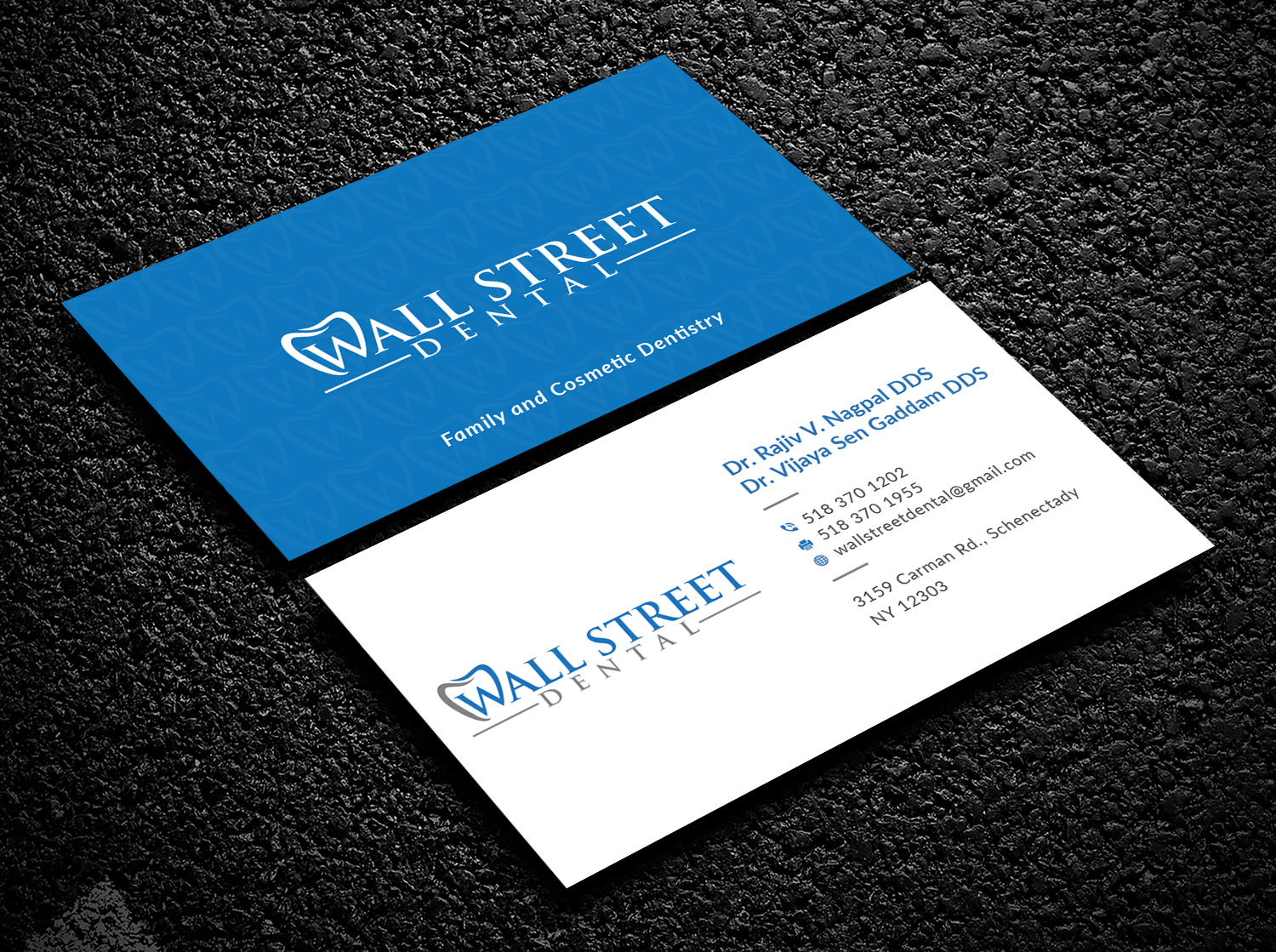 Business Card Design by Bold Pixels for Wall Street Dental P.C. | Design #22327076