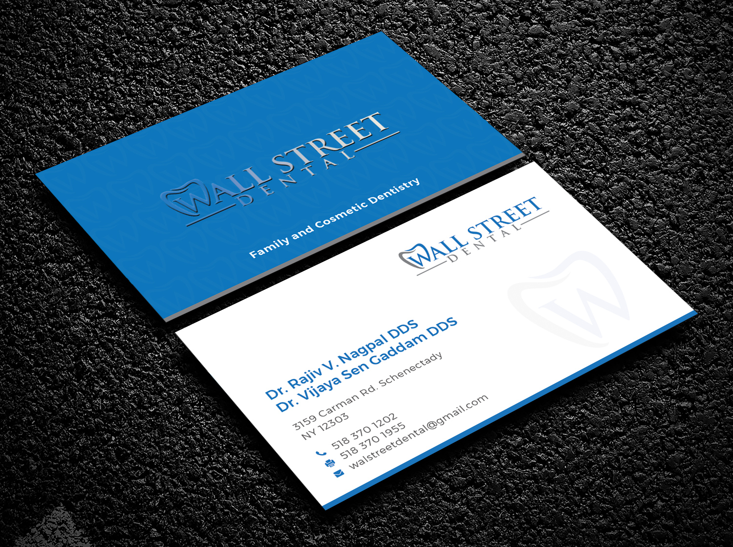 Business Card Design by Bold Pixels for Wall Street Dental P.C. | Design #22327184