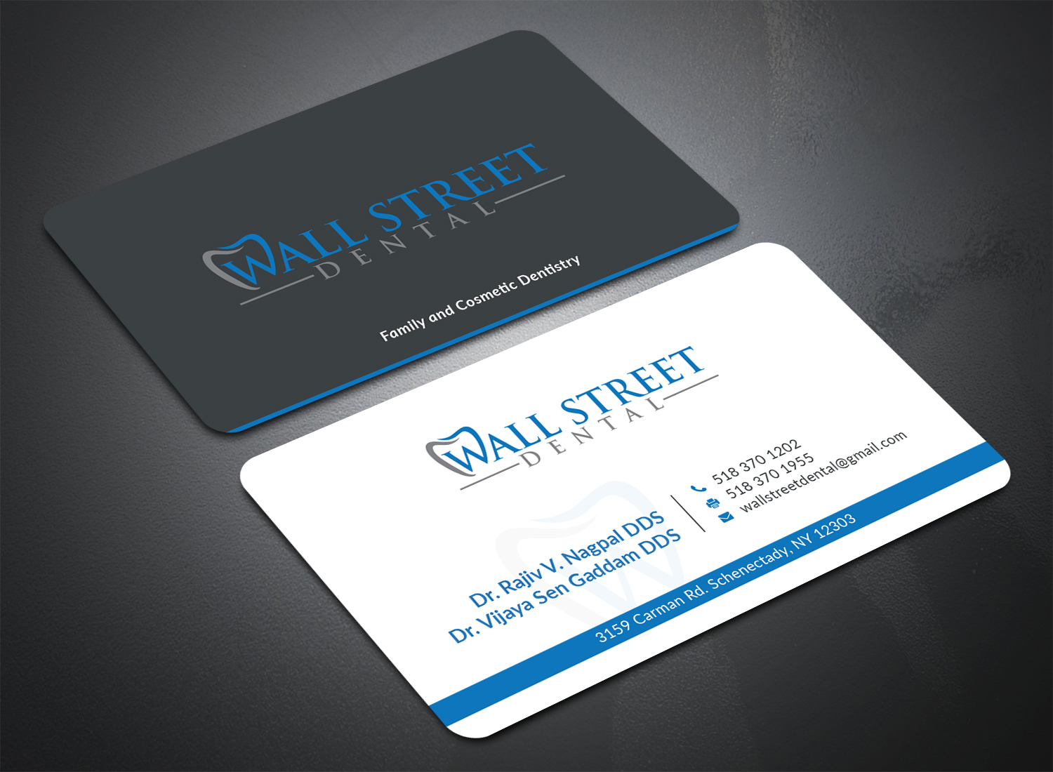 Business Card Design by Bold Pixels for Wall Street Dental P.C. | Design #22327455