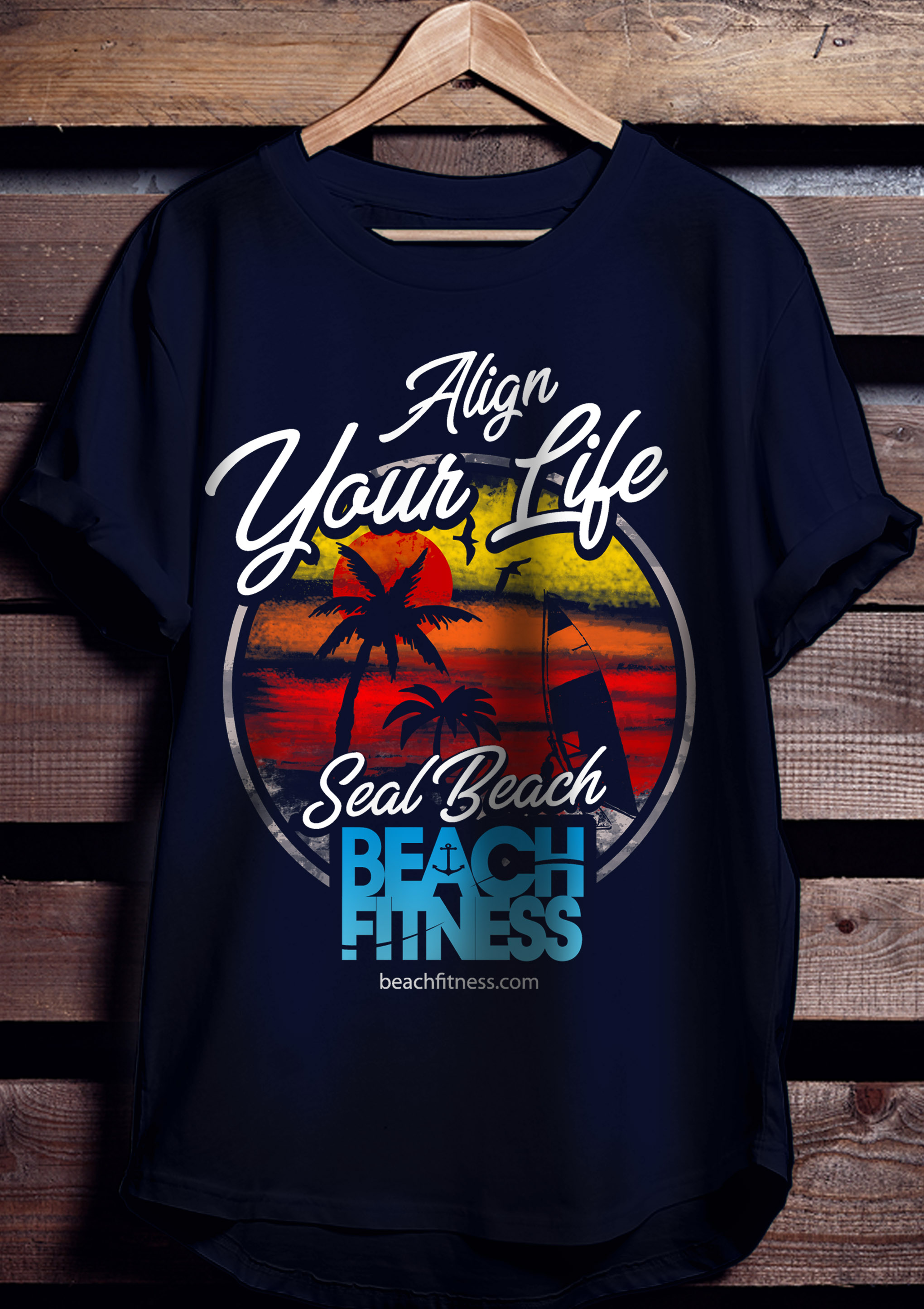 T-shirt Design by BABLEO for Beach Fitness | Design #22323544