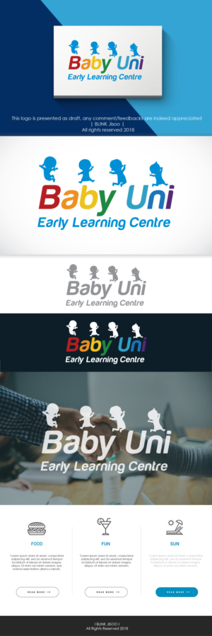 Baby Uni Early Learning Centre  - Nurturing initiative, independence, confidence and curiosity | Logo Design by Kim Ji
