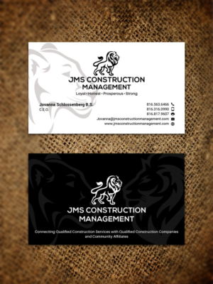 JMS Construction Management  -Business card design request- Lioness black and white shema ONLY - No 