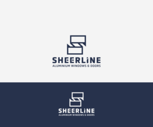 Sheerline and then underneath in small letters, aluminium windows and doors | Diseño de Logo por Mario