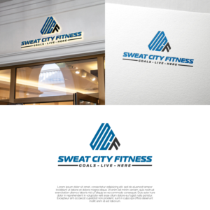 SWEAT CITY FITNESS  and in smaller font GOALS - LIVE - HERE | Logo Design by laba tiada henti