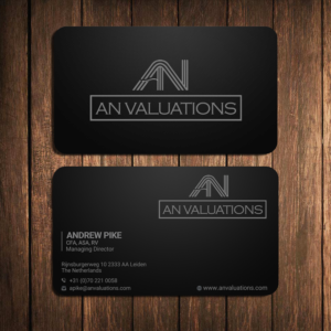 AN Valuations BV business cards (a financial services company) | Design de Carte de Visite par Designers Hub