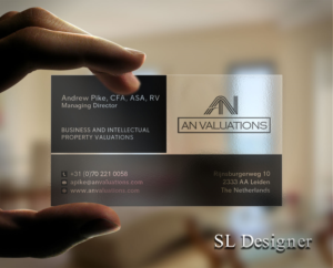 AN Valuations BV business cards (a financial services company) | Design de Carte de Visite par SL Designer