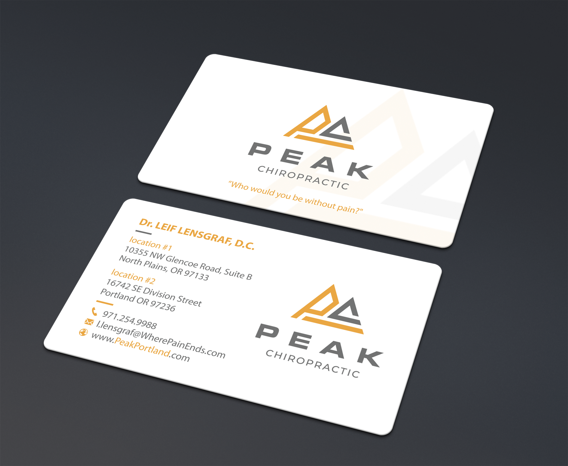 Diseño de Tarjeta de Presentación por teddie80 para Peak Chiropractic | Diseño #22436194