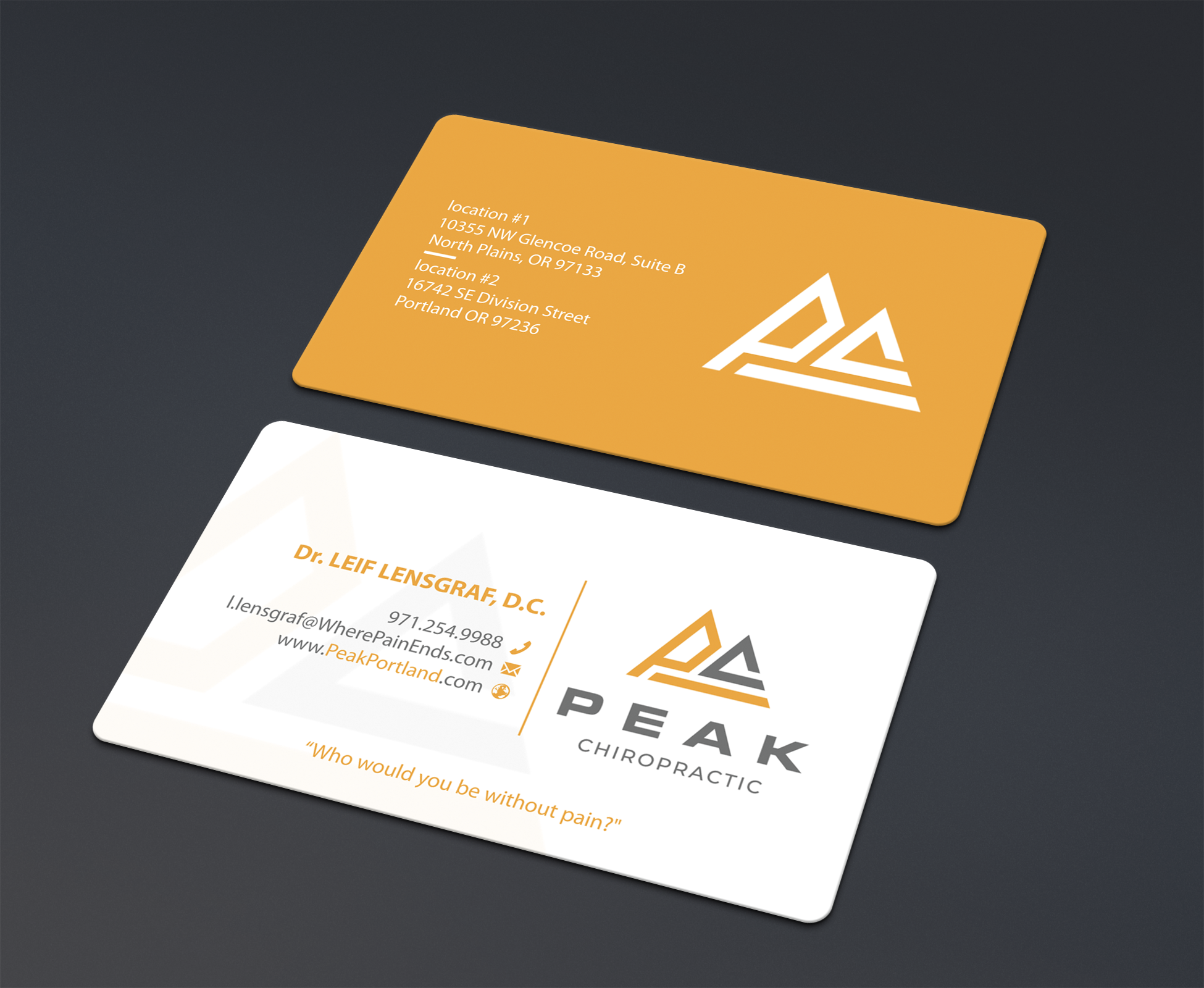 Diseño de Tarjeta de Presentación por teddie80 para Peak Chiropractic | Diseño #22436202